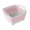 DdLUCK Dish Basin Collapsible With Drain Plug Carry Handles For 9L Large Capacity, Washing Basin, Collapsible Dish Tub For RV Sink, Vegetable, Fruit, Food Sink Strainer Dish Washing Tub - Pink