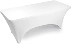 - 4' Fitted Stretch Tablecloth For 48" X 24" Rectangular Table - Wedding/Banquet/Trade Show - Spandex Cloth Fabric Cover - Black -Peugeot Shop 21BCQ 1FumL. AC