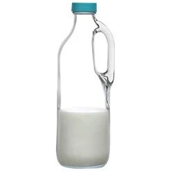 2 Pc 47oz Clear Glass Milk Bottles Glass Pitcher With Handle And Lids - Airtight Milk Container For Refrigerator Jug Water Juice Heavy Milk Bottle Liquid Containers For Kitchen -Peugeot Shop 21BbqHffeXL