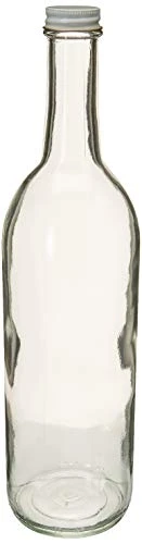 FastRack 750 Ml Clear Screw Cap Wine Bottles With 28 Mm Metal Screw Caps, White