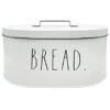 Bread Box - Bread Box For Kitchen Countertop - 15" X 8" X 10" - Rustic White Metal Vintage Farmhouse Breadbox - Counter Storage Container For Fresh Homemade Loaf, Bagels, Cookies
