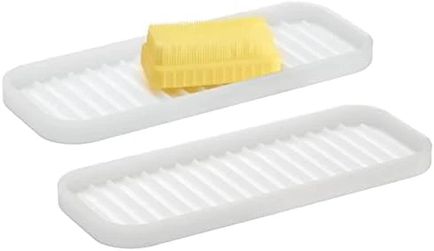 Silicone Kitchen Sink Storage Organizer Holder Tray For Sponges, Soap, Scrubber - Ribbed Base, Quick Dry, Waterproof, Non-Slip, Durable, Heat Resistant - Linelle Collection, 2 Pack, Black 9 Silicone Kitchen Sink Storage Organizer Holder Tray For Sponges, Soap, Scrubber - Ribbed Base, Quick Dry, Waterproof, Non-Slip, Durable, Heat Resistant - Linelle Collection, 2 Pack, Black - Image 9