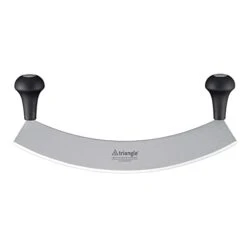 Triangle Mincing Knife XL - 14” Tempered Stainless Steel Curved Blade - Mezzaluna Knife & Pizza Cutter - Anti-Slip, Ergonomic Handles - Made In Germany