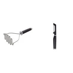 Gourmet Stainless Steel Wire Masher, 10.24-Inch, Black & KE112OHOBA KitchenAid Classic Euro Peeler, One Size Black 2