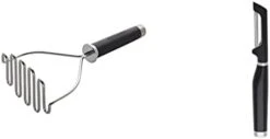 KitchenAid Gourmet Stainless Steel Wire Masher, 10.24-Inch, Aqua Sky & Silicone Tipped Stainless Steel Tongs, 10.26 Inch, Aqua Sky -Peugeot Shop 21TGQh1ExfL. AC 2