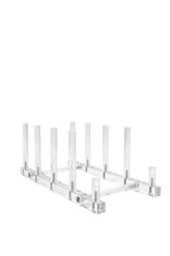Clear Upright Modern Dinnerware Plate Place Setting 4 To 5 Or More Plate Display Stand (Item #072120), 9 ½ Inches L X 4 ½ Inches W X 4 Inches H