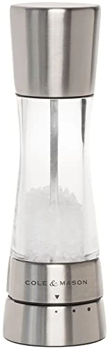 Cole & Mason H59402G Derwent Salt Mill, Gourmet Precision, Stainless Steel/Acrylic, 190 Mm, Single, Includes 1 X Salt Grinder, Lifetime Mechanism Guarantee