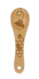 Laser Etched Beechwood Mini Spoon | Honey Bee Design | Measuring Spoon | Cute & Functional Kitchen Tool | Small Wooden Scoop Spoon | Use For Coffee, Sugar & Grains