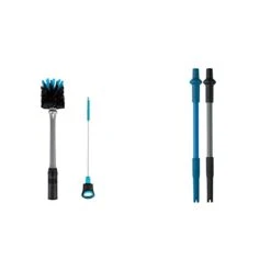 2-in-1 Shaker Bottle And Straw Cleaning Brush, 1 Pack & Reusable Silicone Straws For BlenderBottle Shaker Bottles, Black And Blue (2 Pack)