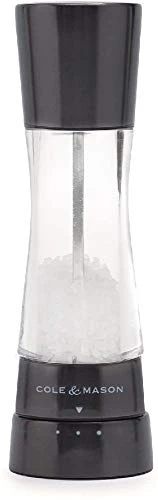 Cole & Mason Gourmet Precision Derwent Gun Metal Salt Mill, Stainless Steel And Acrylic, 19 Cm