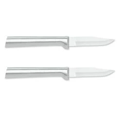 Peeling Paring Knife, Stainless Steel Blade With Brushed Aluminum Handle, Pack Of 2