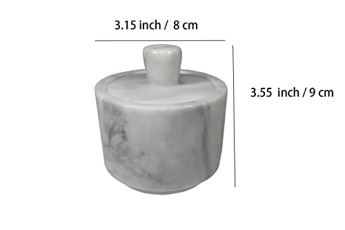 Marble Salt Cellar With Lid, Salt Holder Storage Container For Counter( White) 2 Marble Salt Cellar With Lid, Salt Holder Storage Container For Counter( White) - Image 2