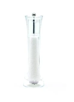Verona 9.6 Inch Clear Acrylic Salt Mill With Adjustable Ceramic Grinder, Made In Italy