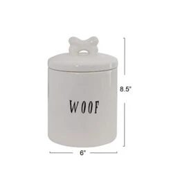 Farmhouse Ceramic Jar With "Woof" Message And Lid With Bone, White And Black -Peugeot Shop 21nQEDuTJTL