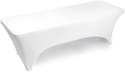 - 4' Fitted Stretch Tablecloth For 48" X 24" Rectangular Table - Wedding/Banquet/Trade Show - Spandex Cloth Fabric Cover - Black -Peugeot Shop 21t9xhkmoBL. AC