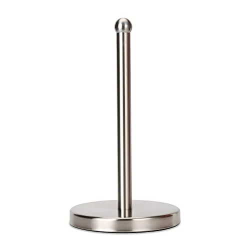 Paper Towel Holder Countertop With Heavy Weighted Base (3 LBS In Weight, And 7.5 Inch In Diameter), One-Handed Design For Easy Ripping (Stainless Steel Brushed Nickel) 1 Paper Towel Holder Countertop With Heavy Weighted Base (3 LBS In Weight, And 7.5 Inch In Diameter), One-Handed Design For Easy Ripping (Stainless Steel Brushed Nickel)