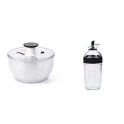 OXO Good Grips Large Salad Spinner - 6.22 Qt. & Good Grips Little Salad Dressing Shaker - Black