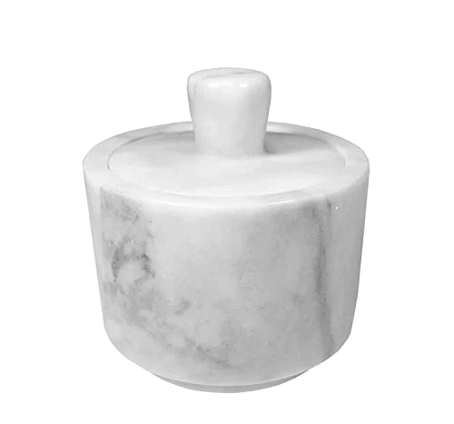 Marble Salt Cellar With Lid, Salt Holder Storage Container For Counter( White) 1 Marble Salt Cellar With Lid, Salt Holder Storage Container For Counter( White)