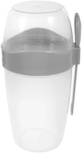 HEMOTON Salad Meal Shaker Cup With Fork Set Salad Dressing Container To Go Portable Fruit And Vegetable Salad Cups Container Grey 7 HEMOTON Salad Meal Shaker Cup With Fork Set Salad Dressing Container To Go Portable Fruit And Vegetable Salad Cups Container Grey - Image 7