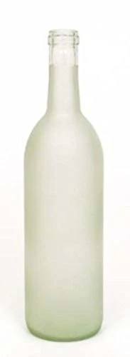 - 750ml Glass Bordeaux Wine Bottle Flat-Bottomed Cork Finish - Case Of 12 - Frosted