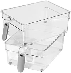Storage Bin With Handles - Deep (9.75" X 9" X 6") - Ideal For Kitchen Organization, Pantry Storage, Fridge Organizing, Clear -Peugeot Shop 31 v6eA4xzS. AC