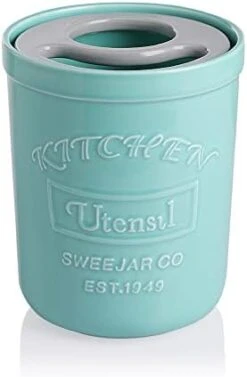 Kitchen Utensil Holder, 7.2" Ceramic Utensil Crock For Cooking Countertop, Housewarming, Wedding, Birthday Gift (Gray) -Peugeot Shop 3105lHU3GL. AC