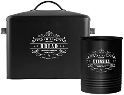 Extra Large Black Bread Box - Bread Boxes For Kitchen Counter Holds 2+ Loaves For All Your Bread Storage - Bread Container Counter Organizer To Suit Farmhouse Kitchen Decor, Vintage Kitchen, Rustic (Bread Box) 8 Extra Large Black Bread Box - Bread Boxes For Kitchen Counter Holds 2+ Loaves For All Your Bread Storage - Bread Container Counter Organizer To Suit Farmhouse Kitchen Decor, Vintage Kitchen, Rustic (Bread Box) - Image 8
