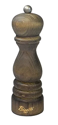 Vintage 7.5 Inch / 19 Cm Brown Fir Wood Salt Mill With Adjustable Ceramic Grinder