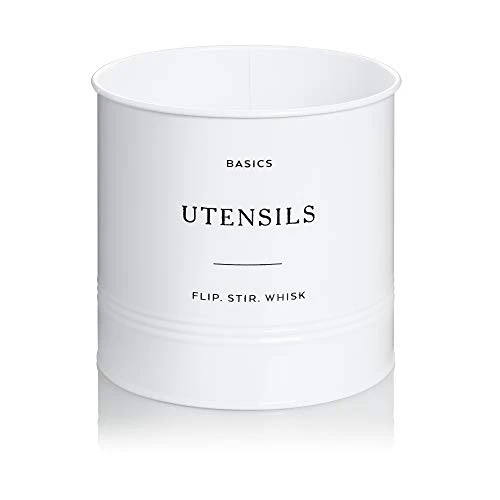 Farmhouse Kitchen Utensil Holder (Jumbo Size - 7" X 7”) - Large Utensil Caddy For Countertop, Utensil Holder For Kitchen Counter Decor, Utensil Organizer (White) 1 Farmhouse Kitchen Utensil Holder (Jumbo Size - 7" X 7”) - Large Utensil Caddy For Countertop, Utensil Holder For Kitchen Counter Decor, Utensil Organizer (White)