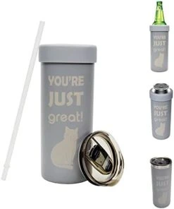 2-in-1 Stainless Steel Can Cooler Insulated For All 24&25 Oz Cans, Beer Can Cooler,seltzer Can Coozie, Can Insulator,and Work As A Iced Coffee Tumbler With Lid And Straw(Seafoam) -Peugeot Shop 311TXtBne L. AC