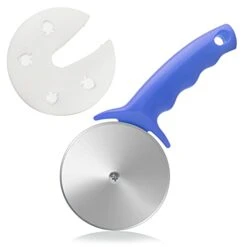 4-Inch Pizza Cutter Wheel,Heavy Stainless Steel Large Pizza Cutter With Cover,Premium Kitchen Pizza Slicer With Good Grips Handle Super Sharp,Easy To Clean And Dishwasher Safe-Blue