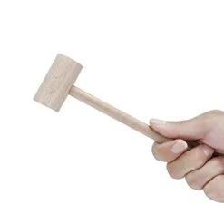 6PCS Solid Natural Wooden Crab Lobster Mallets Shellfish Hammers, Beechwood
