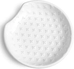 Spoon Rest For Stove Top, Ceramic Spoon Holder For Counter, Embossment Housewarming Gift, Kitchen Decor Utensil Rest - 4.8 Inch, Set Of 4, White -Peugeot Shop 312 dfqeL. AC