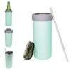 2-in-1 Stainless Steel Can Cooler Insulated For All 24&25 Oz Cans, Beer Can Cooler,seltzer Can Coozie, Can Insulator,and Work As A Iced Coffee Tumbler With Lid And Straw(Seafoam)
