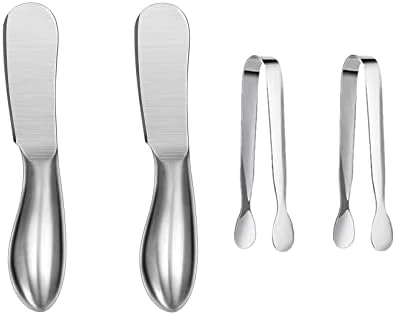 Spreader Knife Set,6-Piece Cheese And Butter Spreader Knives,Mini Serving Tongs,Stainless Steel Multipurpose Butter Knives (Silver) 9 Spreader Knife Set,6-Piece Cheese And Butter Spreader Knives,Mini Serving Tongs,Stainless Steel Multipurpose Butter Knives (Silver) - Image 9