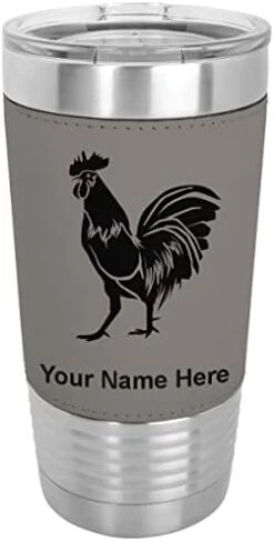 20oz Vacuum Insulated Tumbler Mug, Rooster, Personalized Engraving Included (Faux Leather, Rustic) -Peugeot Shop 312aJdIaoTL. AC