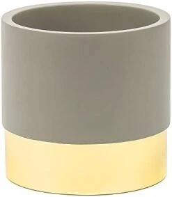 Gold Toothbrush Holder, Pen Jar, Makeup Brush Canister, Planter, Mini Utensil Holder | 2 Pack Concrete & Gold Color Metal By ROOM STARTERS -Peugeot Shop 312bFLKqbYL. AC