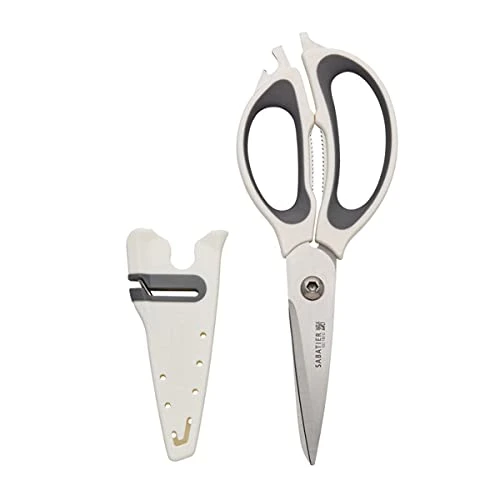 Sabatier 5-in-1 Multi-Purpose Soft-Grip Scissors With An Edgekeeper Built-In Sharpener Blade Cover, All-in-1 Heavy-Duty Scissors With Flathead Screwdriver, Jar Opener, Bottle Opener, 9.5-Inch, White 1 Sabatier 5-in-1 Multi-Purpose Soft-Grip Scissors With An Edgekeeper Built-In Sharpener Blade Cover, All-in-1 Heavy-Duty Scissors With Flathead Screwdriver, Jar Opener, Bottle Opener, 9.5-Inch, White