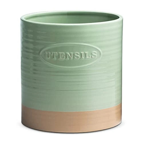 YHOSSEUN Kitchen Utensil Crock For Farmhouse Decor Utensil Holder For Countertop Organizer Extra-Large Utensil Caddy Porcelain, Oval, Green 1 YHOSSEUN Kitchen Utensil Crock For Farmhouse Decor Utensil Holder For Countertop Organizer Extra-Large Utensil Caddy Porcelain, Oval, Green