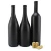Lack Wine Bottles W/Corks (Set Of 3); Black Matte Coated Glass Wine Bottles Various Sizes For Decor And Homemade Wine; Use For Halloween Too