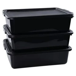 4-Pack 32 L Plastic Commercial Bus Tubs, Utility Bus Box, Black 16 4-Pack 32 L Plastic Commercial Bus Tubs, Utility Bus Box, Black -Peugeot Shop 313ckGy8USL