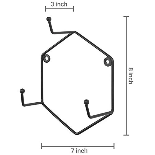 Wall Mounted Matte Black Metal Coffee Mug Holder Rack With 3 Hooks, Modern Geometric Hanging Mug Holder Set Of 6 - Handcrafted In India 3 Wall Mounted Matte Black Metal Coffee Mug Holder Rack With 3 Hooks, Modern Geometric Hanging Mug Holder Set Of 6 - Handcrafted In India - Image 3