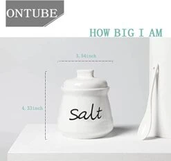 Ceramic Salt Bowl With Lid And Spoon 12oz (White) 12 Ceramic Salt Bowl With Lid And Spoon 12oz (White) -Peugeot Shop 3156nDp5VKL