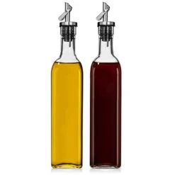 Replacement Olive Oil Dispenser Spout For .6” Bottle Opening - Oil Pourer Dimensions 3.25”H X 1.25”L X 1.25”W - Stainless Steel Automatic Closure Keeps Oil Fresh (Set Of 2) -Peugeot Shop 316npujs00L