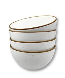 Ora Ceramic Bowls For Kitchen, 28oz - Bowl Set Of 4 - For Cereal, Salad, Pasta, Soup, Dessert, Serving Etc - Dishwasher, Microwave, And Oven Safe - For Breakfast, Lunch And Dinner - Vanilla White