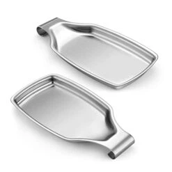 Spoon Rest For Stove Top, E-far 2-Piece Stainless Steel Spoon Holder For Kitchen Counter, Spatula Ladle Utensils Rest, Heavy Duty & Large Size, Dishwasher Safe(8.5 X 4.3 Inch)