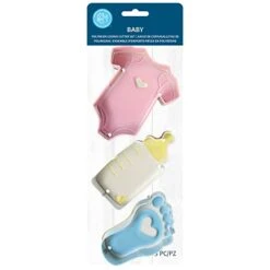 New Baby Cookie Cutters, Onesie, Bottle, Foot, 3-Piece Set