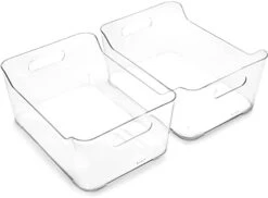 | Plastic Organizer Bins, Large - 2 Pack, Clear | The SOHO Collection | Multi-Use Organizer Bins | Pantry Organizer & Freezer Organizer | Plastic Storage Container | Bins For Home & Kitchen Org -Peugeot Shop 317s5P7rLdL. AC