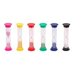 Sand Timer For Kids Set Of 6 Small Colorful Hour Glass Acrylic Covered Clock 30Sec 1Min 2Min 3Min 5Min 10Min For Classroom, Home & Kids Room