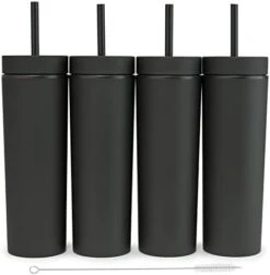 KINNY TUMBLERS (4 Pack) 16oz Matte Pastel Colored Acrylic Tumblers With Lids And Straws | Double Wall Plastic Tumbler With Lid And Straw Bulk Cold Reusable Cup -Peugeot Shop 317tg18Kr L. AC